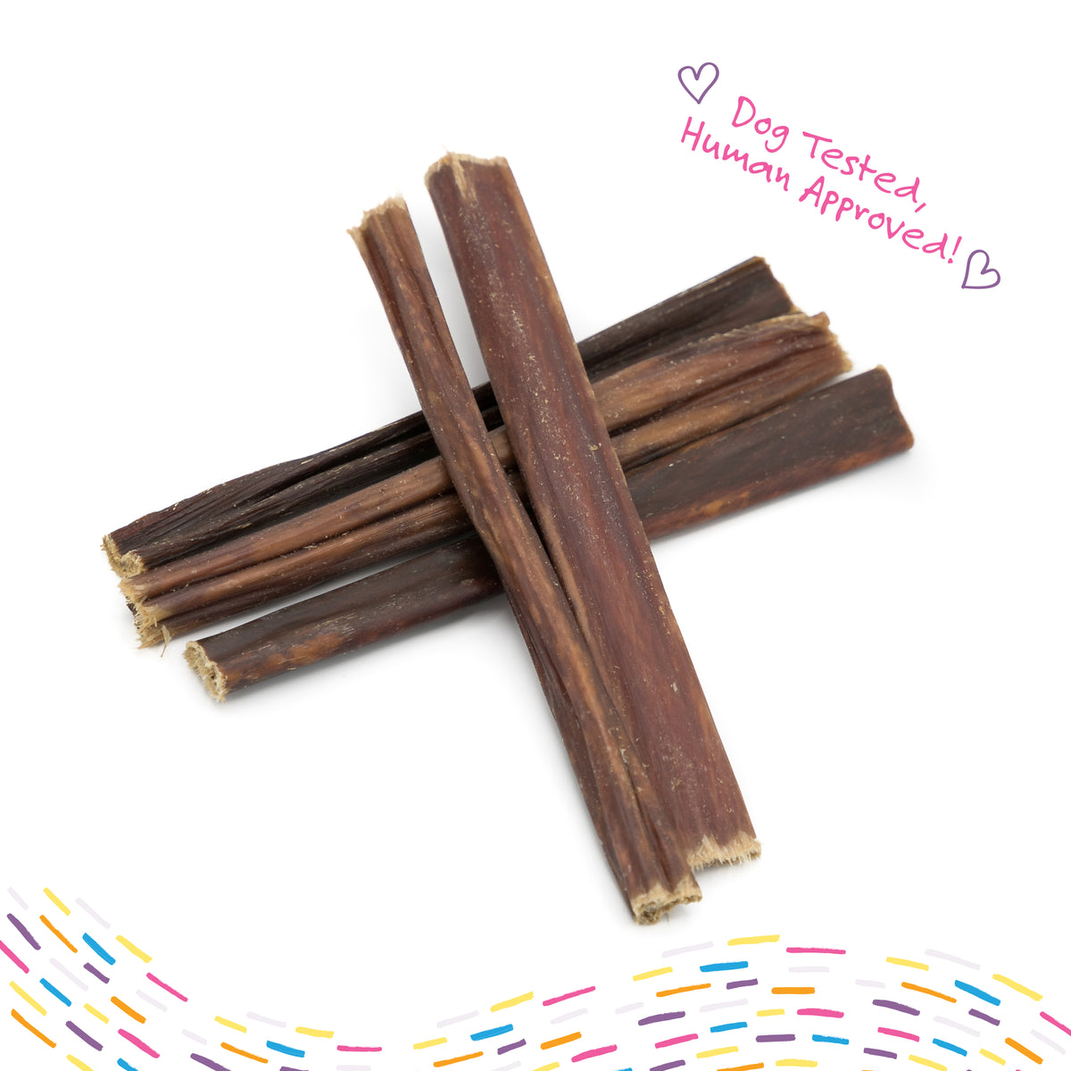 A pack of Paw Love PW 6&quot; Gullet Stick 12 Pack on a white background.